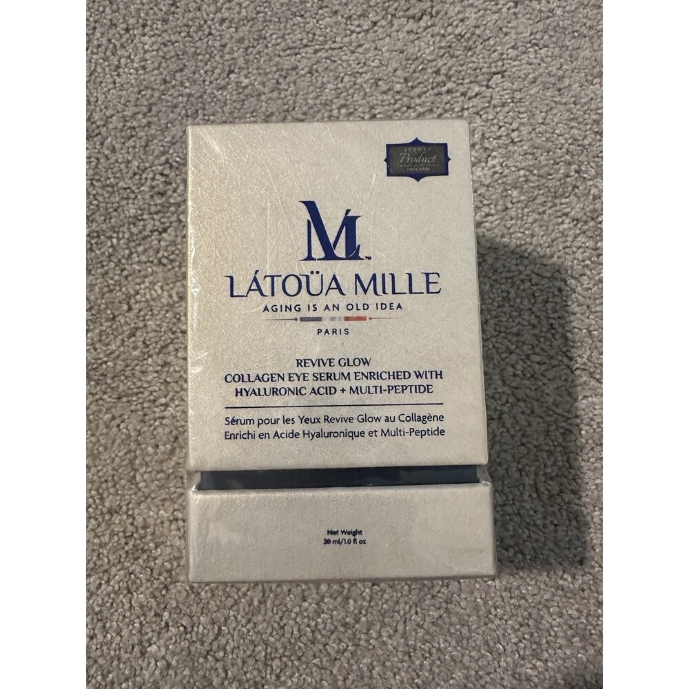 NIB Latoua Mille Glow Revive Glow Collagen Eye Serum HA+Multi-Peptide 1 Fl. Oz.
